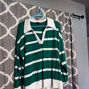 Torrid Green and Cream Striped Top